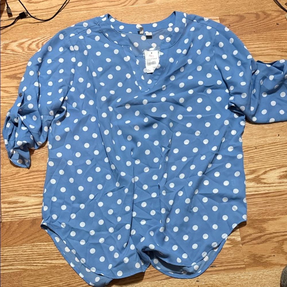 Blue Polka Dot Blouse